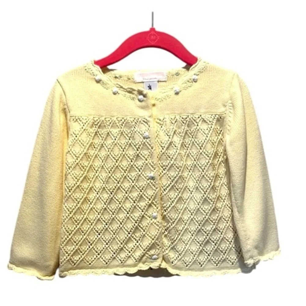 Janie and Jack Baby Girl’s Yellow Cardigan Sweater Size 12-18 Months